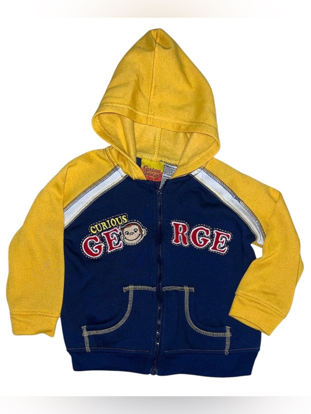 Vintage Curious George Embroidered Hooded Jacket